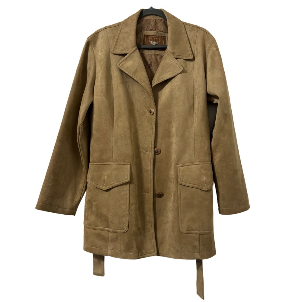Emporio EGA Women's Vintage Beige Jacket Coat Tie Belt Lined Tan Colour‎ Size L